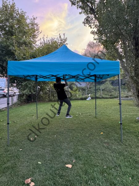 CLK 3x3 mt Kısa Bagaj Boy 115 cm Gazebo Portatif Kamp Çadırı Açık Gri