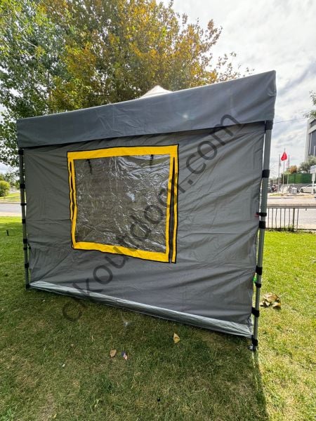 CLK 3x3 mt 40 mm Kısa Bagaj Boy 115 cm Gazebo Portatif Kamp Çadırı Antrasit Gri