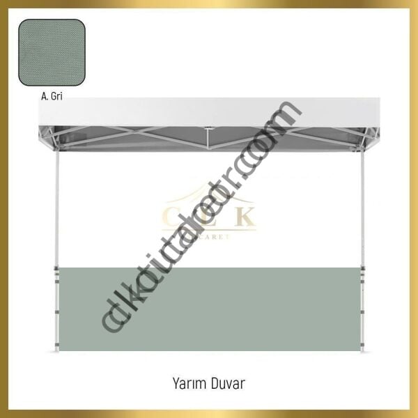CLK 2x4 40mm Alüminyum Katlanabilir Tente Gazebo Çadır 1 Tam Duvar 3 Yarım Duvar