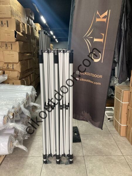 CLK 2x4 40mm Alüminyum Katlanabilir Tente Gazebo Çadır 1 Tam Duvar 3 Yarım Duvar
