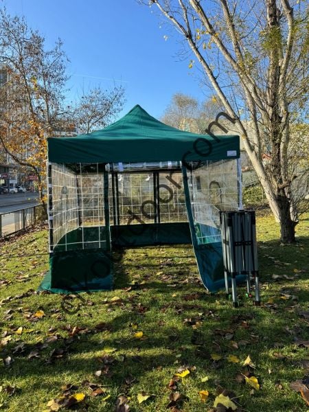 CLK 3x3 40 mm Profil Kış Bahçesi Karavan Çadırı Şeffaf Brandalı Gazebo Katlanır Çadır Portatif Tente