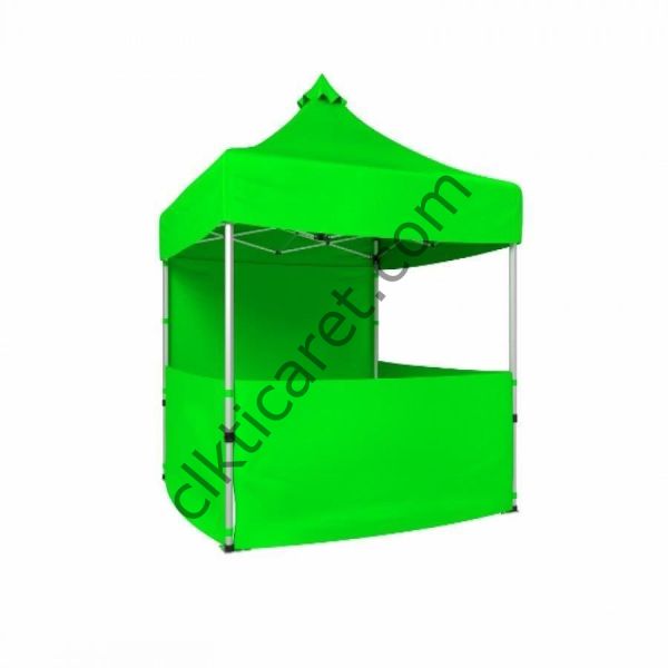 CLK 2x2 Katlanabilir Tente Gazebo Portatif Çadır 1 Tam Duvar 3 Yarım Duvar Açık Yeşil