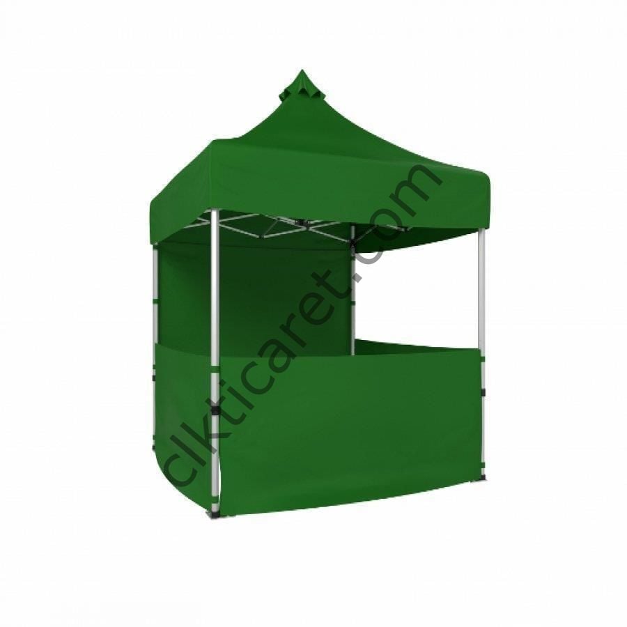 CLK 2x2 Katlanabilir Tente Gazebo Portatif Çadır 1 Tam Duvar 3 Yarım Duvar Benetton Yeşil
