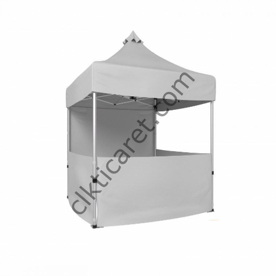CLK 2x2 Katlanabilir Tente Gazebo Portatif Çadır 1 Tam Duvar 3 Yarım Duvar Beyaz