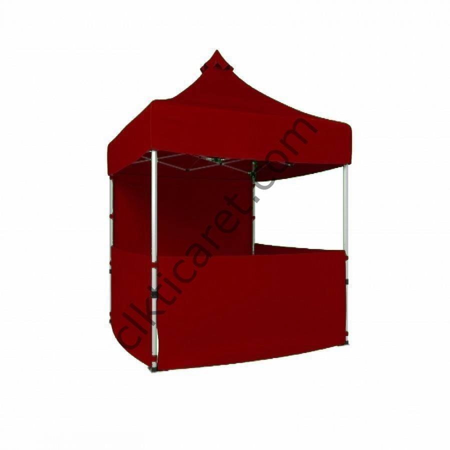 CLK 2x2 Katlanabilir Tente Gazebo Portatif Çadır 1 Tam Duvar 3 Yarım Duvar Bordo
