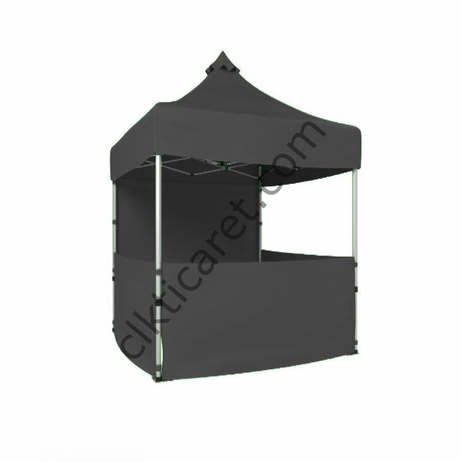 CLK 2x2 Katlanabilir Tente Gazebo Portatif Çadır 1 Tam Duvar 3 Yarım Duvar Gri