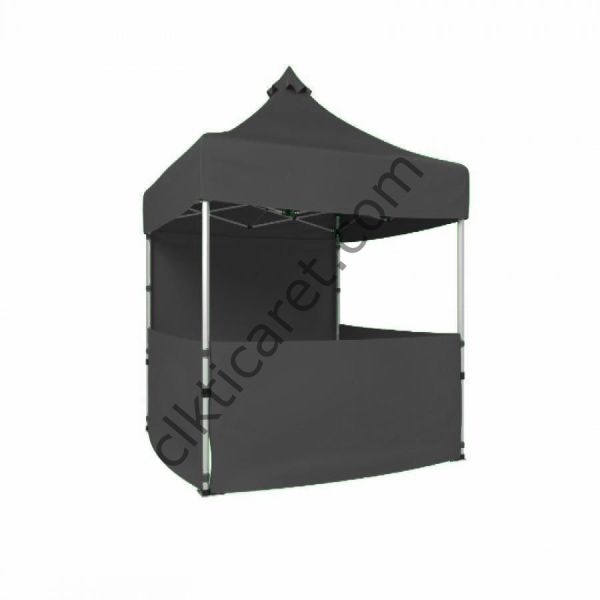 CLK 2x2 Katlanabilir Tente Gazebo Portatif Çadır 1 Tam Duvar 3 Yarım Duvar Gri
