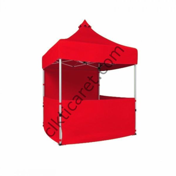 CLK 2x2 Katlanabilir Tente Gazebo Portatif Çadır 1 Tam Duvar 3 Yarım Duvar Kırmızı