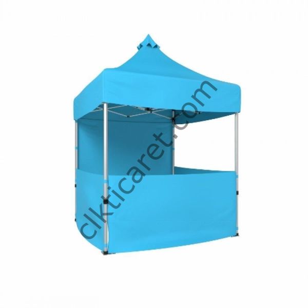 CLK 2x2 Katlanabilir Tente Gazebo Portatif Çadır 1 Tam Duvar 3 Yarım Duvar Açık Mavi (Turkuaz)