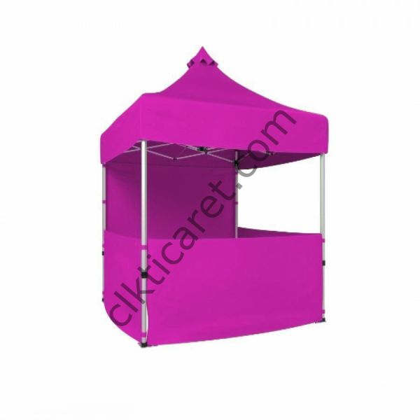 CLK 2x2 Katlanabilir Tente Gazebo Portatif Çadır 1 Tam Duvar 3 Yarım Duvar Pembe