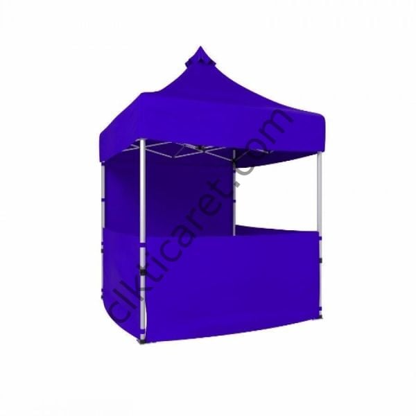 CLK 2x2 Katlanabilir Tente Gazebo Portatif Çadır 1 Tam Duvar 3 Yarım Duvar Saks Mavi
