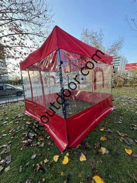 CLK 3x3 40 mm Alüminyum Profil Kış Bahçesi Karavan Çadırı Şeffaf Brandalı Gazebo Katlanır Çadır Portatif Tente
