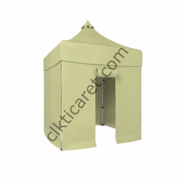 CLK 2x2 Katlanabilir Tente Gazebo Portatif Çadır 3 Yan Kapalı 1 Kapılı Krem