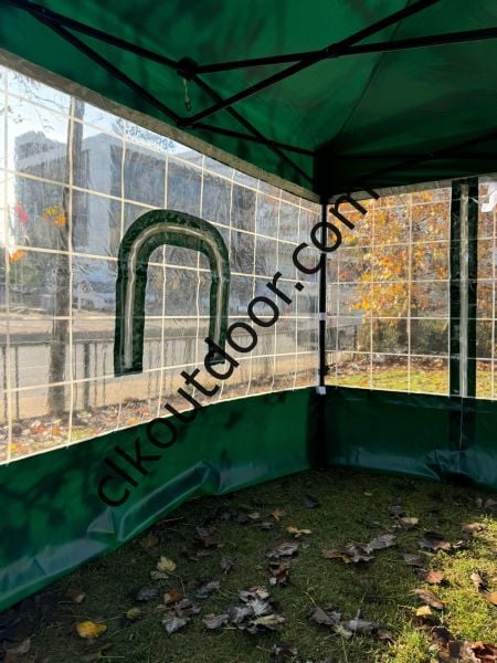 CLK 3x3 52 mm Alüminyum Profil Kış Bahçesi Karavan Çadırı Şeffaf Brandalı Gazebo Katlanır Çadır Portatif Tente