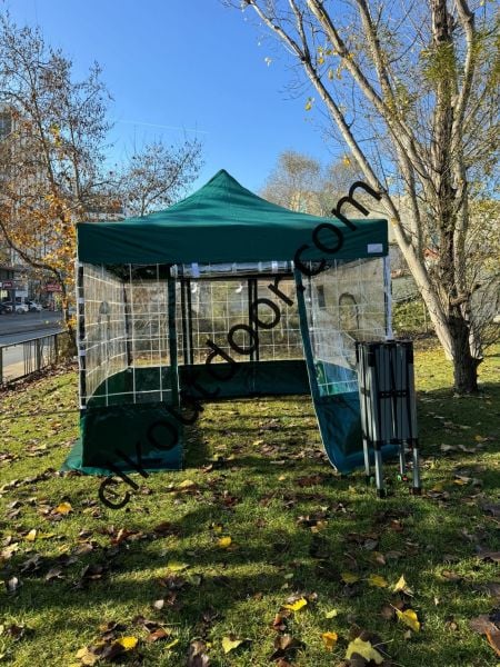 CLK 3x3 52 mm Alüminyum Profil Kış Bahçesi Karavan Çadırı Şeffaf Brandalı Gazebo Katlanır Çadır Portatif Tente