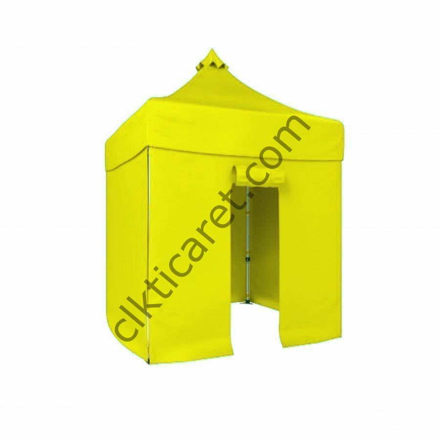 CLK 2x2 Katlanabilir Tente Gazebo Portatif Çadır 3 Yan Kapalı 1 Kapılı Sarı
