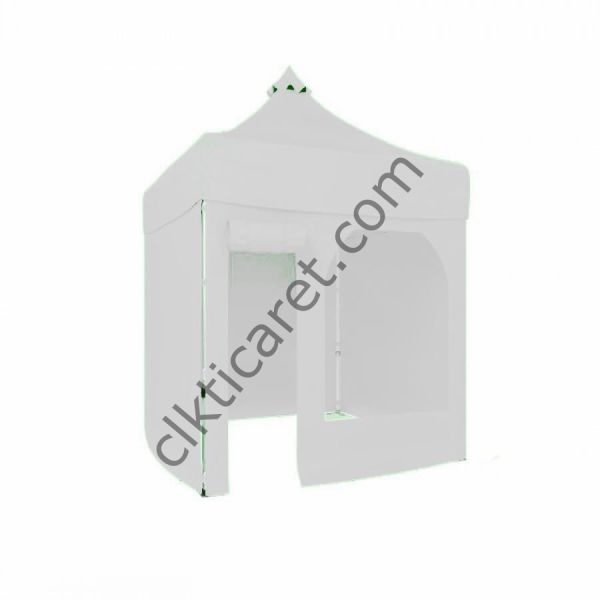 CLK 2x2 Katlanabilir Tente Gazebo Portatif Çadır 30 mm 3 Yan Kapalı 1 Yan Kapı ve Pencereli Beyaz