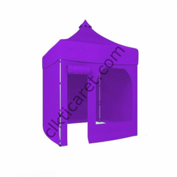 CLK 2x2 Katlanabilir Tente Gazebo Portatif Çadır 30 mm 3 Yan Kapalı 1 Yan Kapı ve Pencereli Lila