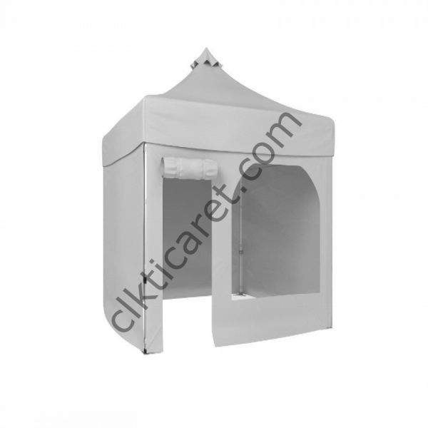 CLK 2x2 Katlanabilir Tente Gazebo Portatif Çadır 2 Yan Pencereli 1 Yan Aksesuarsız 1 Yan Kapı ve Pencereli Beyaz