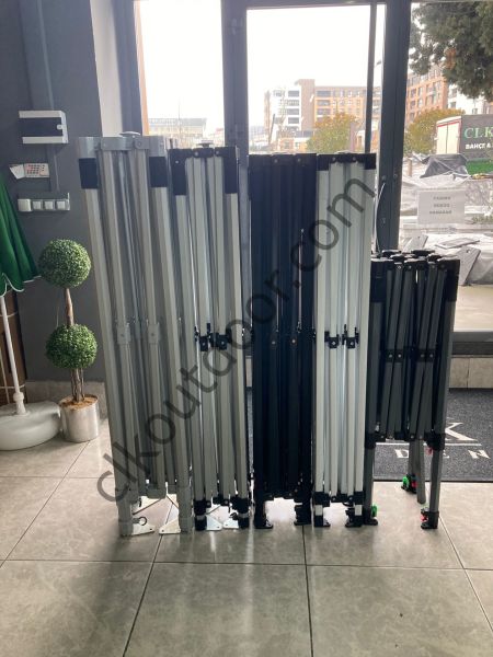 CLK 3x3 Metre Kısa Bagaj Boy 115 cm Katlanabilir Gazebo Çadır 3 Yan Yarım 1 Tam Perdeli Stand Çadırı Haki Askeri Yeşil