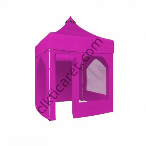 CLK 2x2 Katlanabilir Tente Gazebo Portatif Çadır 2 Yan Pencereli 1 Yan Aksesuarsız 1 Yan Kapı ve Pencereli Pembe
