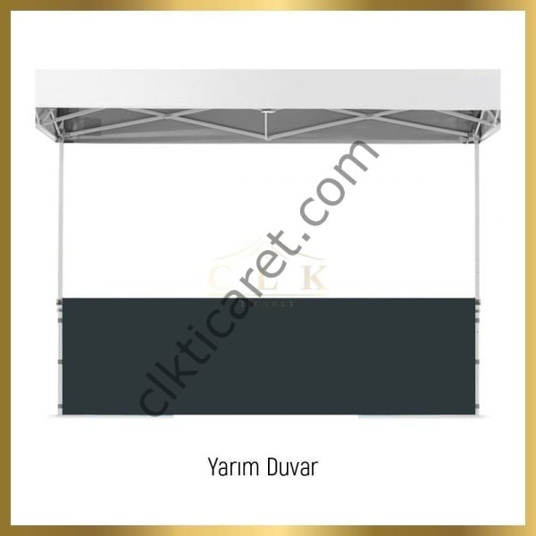 CLK 3x6 40 mm Katlanabilir Tente Gazebo Çadır Gazebo Çadır 1 Tam Duvar 3 Yarım Duvar Açık Gri