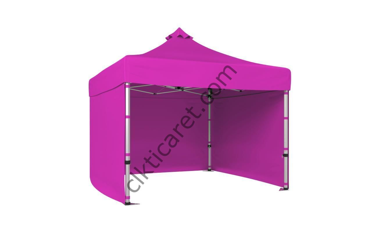 CLK 1,5x1,5 40mm Alüminyum Katlanabilir Tente Gazebo Çadır 3 Kenar Kapalı Pembe