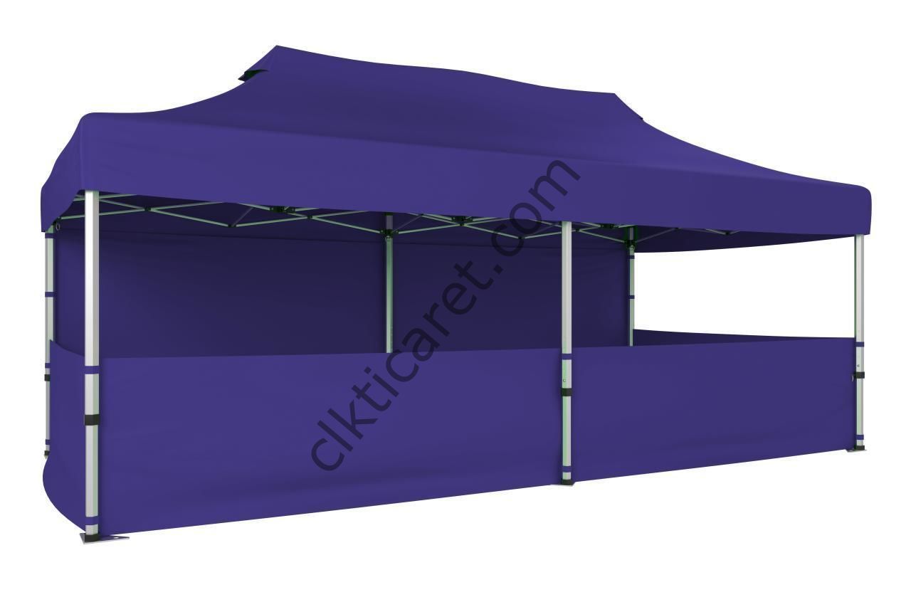 CLK 3x6 40 mm Katlanabilir Tente Gazebo Çadır Gazebo Çadır 1 Tam Duvar 3 Yarım Duvar Lacivert
