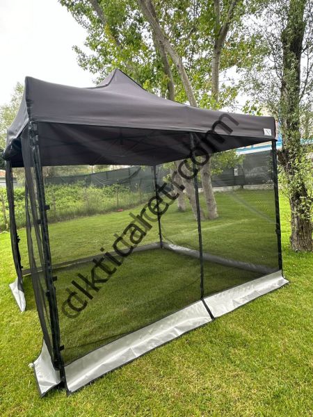 CLK 3x3 40 mm 115cm Kısa İskelet Dekoratif Gazebo Çadır Bungalow Garden Model Sineklikli Perde Katlanır Portatif Bahçe Çadır Tente Çardak