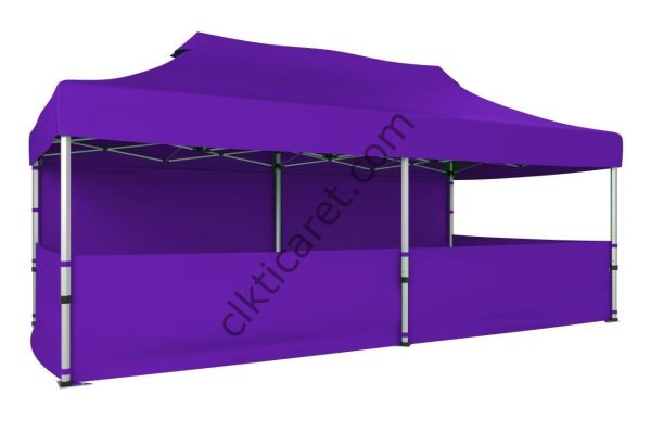 CLK 3x6 40 mm Katlanabilir Tente Gazebo Çadır Gazebo Çadır 1 Tam Duvar 3 Yarım Duvar Mor