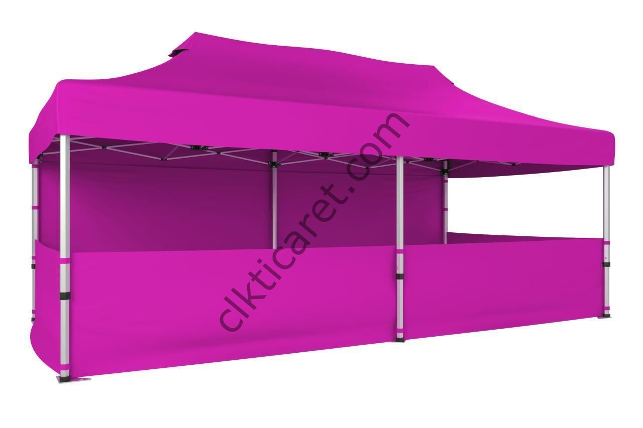 CLK 3x6 40 mm Katlanabilir Tente Gazebo Çadır Gazebo Çadır 1 Tam Duvar 3 Yarım Duvar Pembe