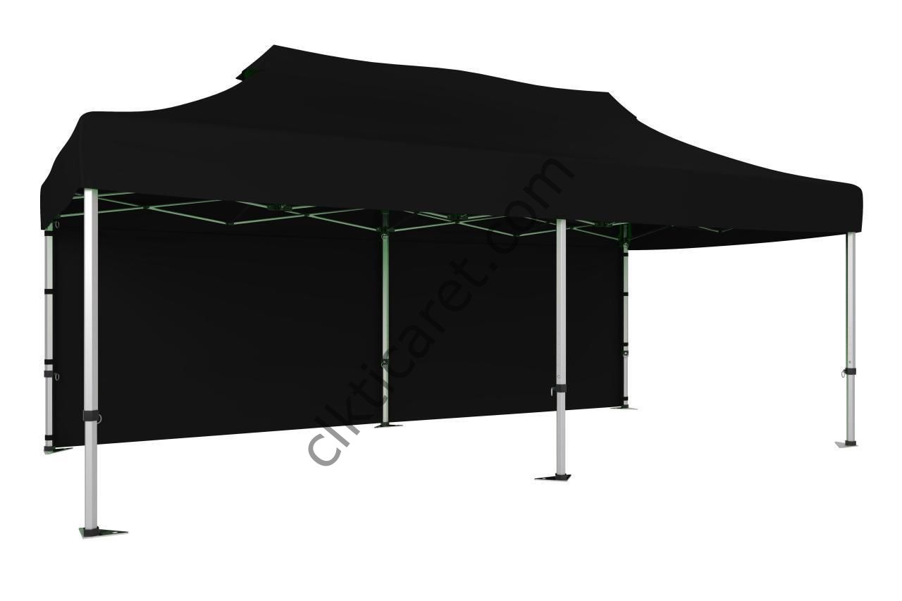 CLK 3x6 40 mm Katlanabilir Tente Gazebo Çadır Gazebo Çadır Arkası Kapalı Siyah