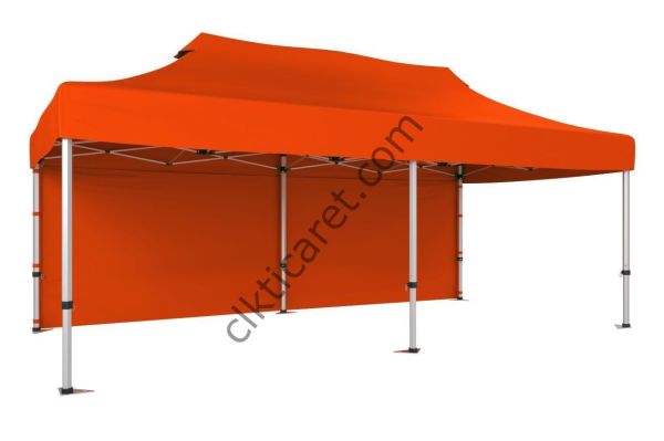 CLK 3x6 40 mm Katlanabilir Tente Gazebo Çadır Gazebo Çadır Arkası Kapalı Turuncu