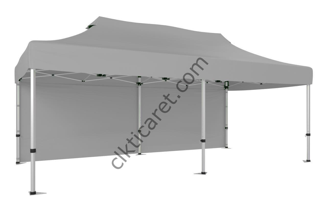 CLK 3x6 40 mm Katlanabilir Tente Gazebo Çadır Gazebo Çadır Arkası Kapalı Açık Gri