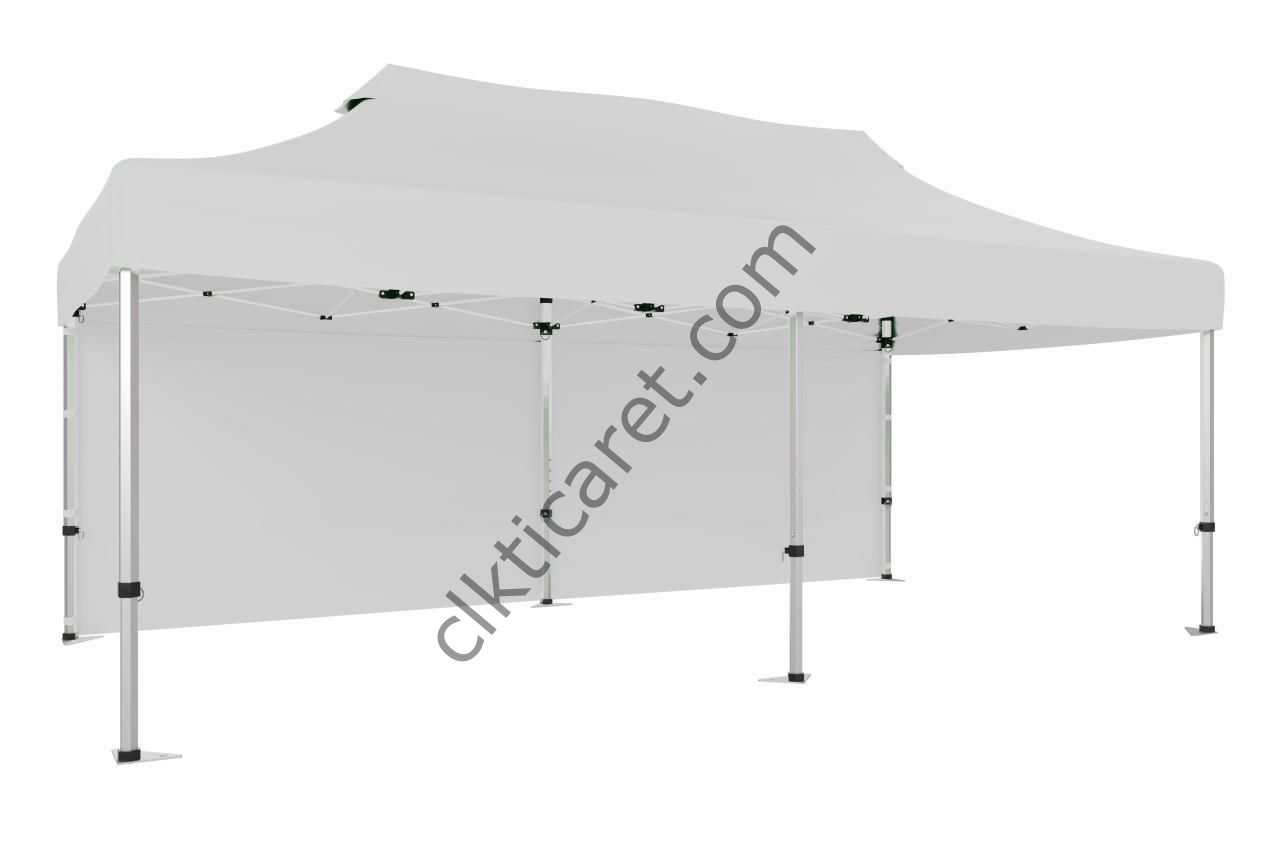 CLK 3x6 40 mm Katlanabilir Tente Gazebo Çadır Gazebo Çadır Arkası Kapalı Beyaz