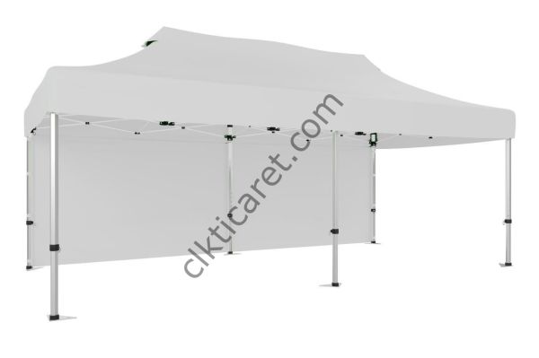 CLK 3x6 40 mm Katlanabilir Tente Gazebo Çadır Gazebo Çadır Arkası Kapalı Beyaz
