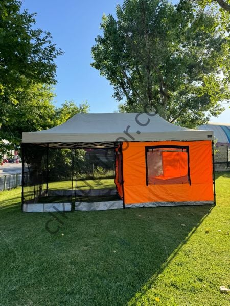 CLK 3x6 Metre 30 mm Verendalı Gazebo Portatif Kamp Çadırı Sineklikli Model