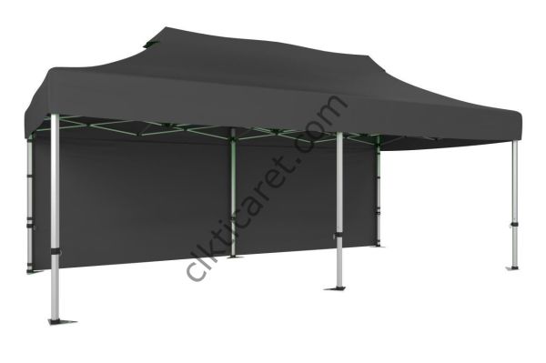 CLK 3x6 40 mm Katlanabilir Tente Gazebo Çadır Gazebo Çadır Arkası Kapalı Gri
