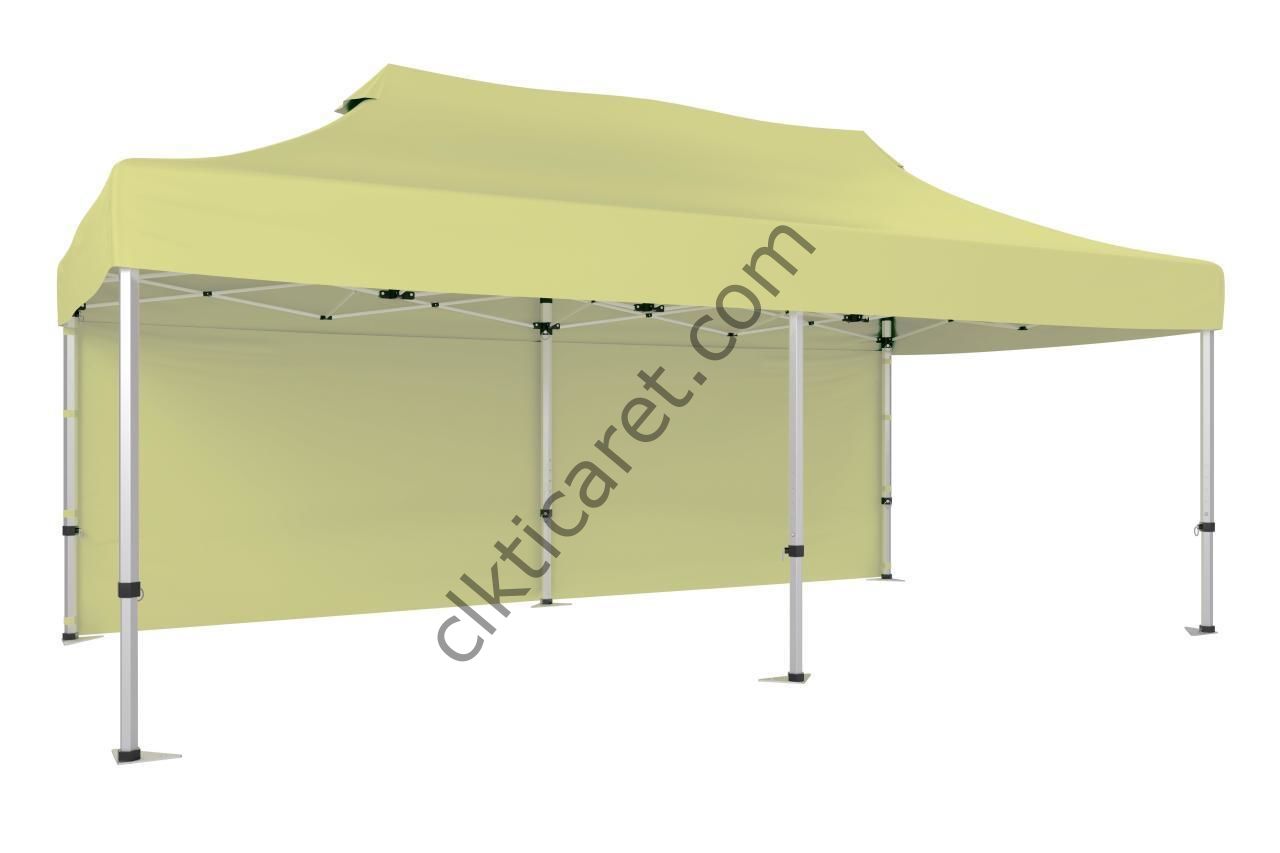 CLK 3x6 40 mm Katlanabilir Tente Gazebo Çadır Gazebo Çadır Arkası Kapalı Krem