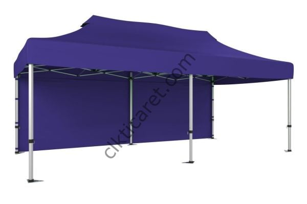 CLK 3x6 40 mm Katlanabilir Tente Gazebo Çadır Gazebo Çadır Arkası Kapalı Lacivert