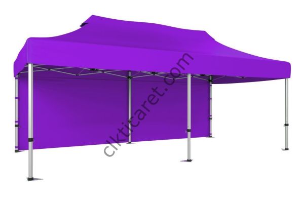 CLK 3x6 40 mm Katlanabilir Tente Gazebo Çadır Gazebo Çadır Arkası Kapalı Lila