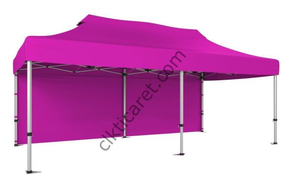 CLK 3x6 40 mm Katlanabilir Tente Gazebo Çadır Gazebo Çadır Arkası Kapalı Pembe