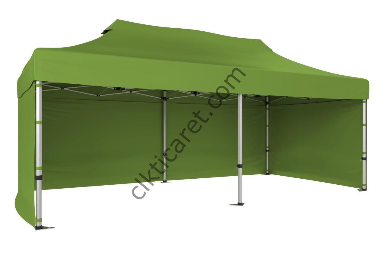 CLK 3x6 40 mm Katlanabilir Tente Gazebo Çadır Gazebo Çadır 3 Yan Kapalı Haki Askeri Yeşil