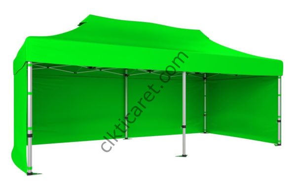 CLK 3x6 40 mm Katlanabilir Tente Gazebo Çadır Gazebo Çadır 3 Yan Kapalı Açık Yeşil
