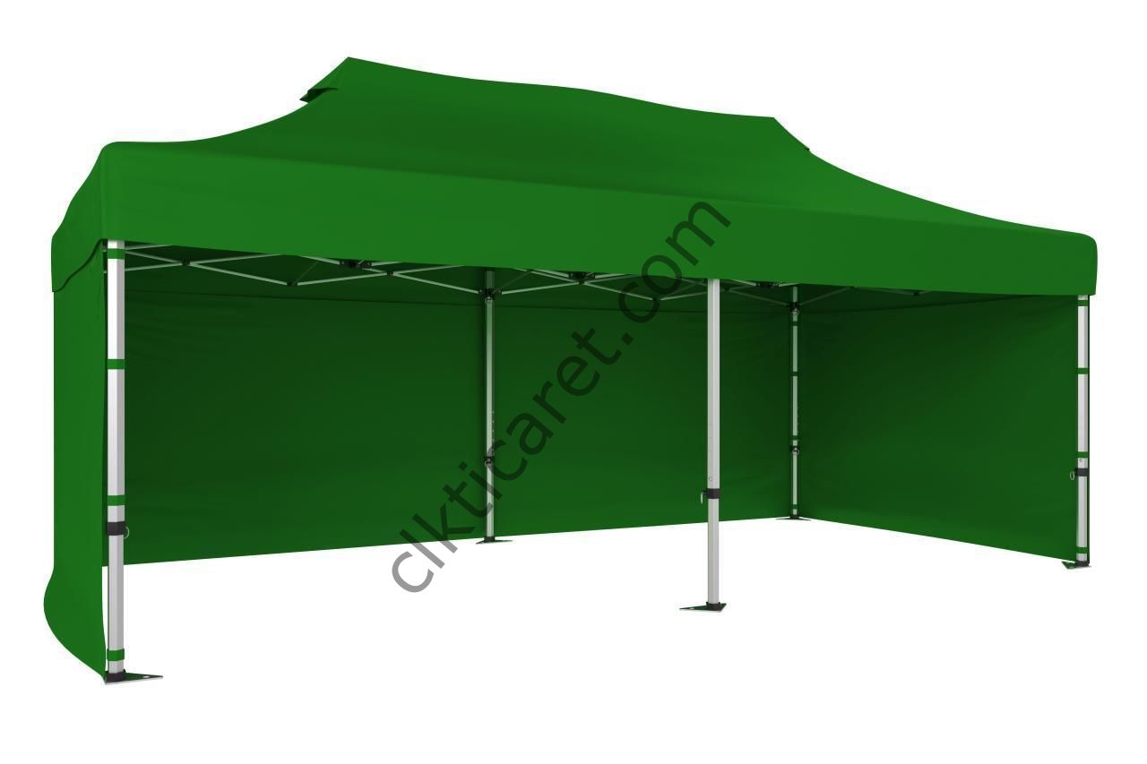 CLK 3x6 40 mm Katlanabilir Tente Gazebo Çadır Gazebo Çadır 3 Yan Kapalı Benetton Yeşil