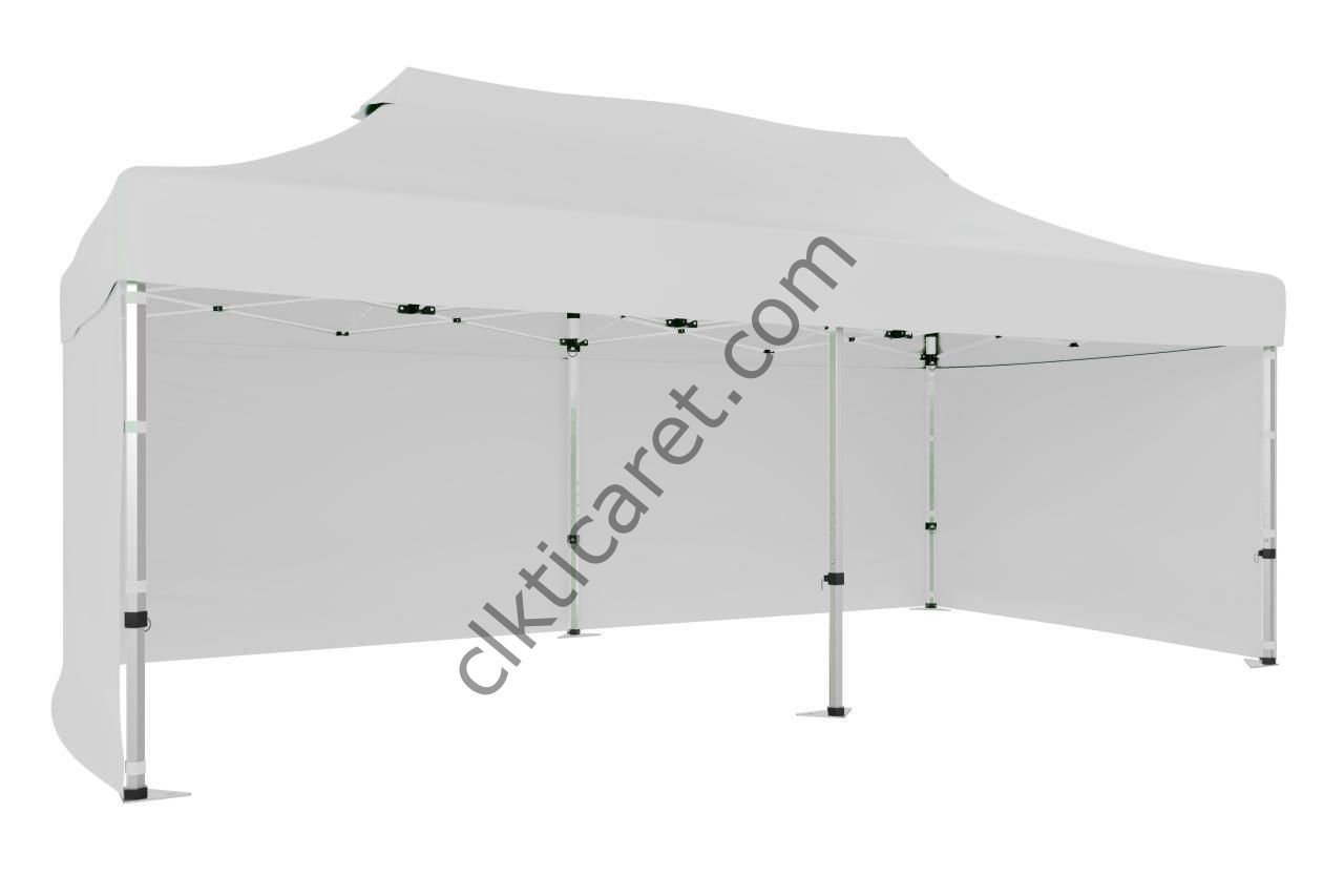 CLK 3x6 40 mm Katlanabilir Tente Gazebo Çadır Gazebo Çadır 3 Yan Kapalı Beyaz