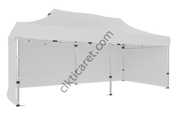CLK 3x6 40 mm Katlanabilir Tente Gazebo Çadır Gazebo Çadır 3 Yan Kapalı Beyaz