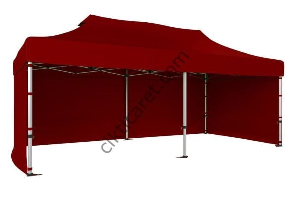 CLK 3x6 40 mm Katlanabilir Tente Gazebo Çadır Gazebo Çadır 3 Yan Kapalı Bordo