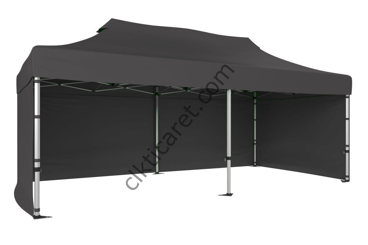 CLK 3x6 40 mm Katlanabilir Tente Gazebo Çadır Gazebo Çadır 3 Yan Kapalı Gri