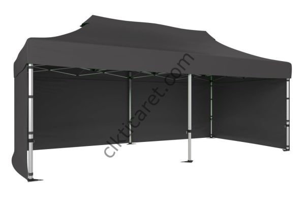 CLK 3x6 40 mm Katlanabilir Tente Gazebo Çadır Gazebo Çadır 3 Yan Kapalı Gri
